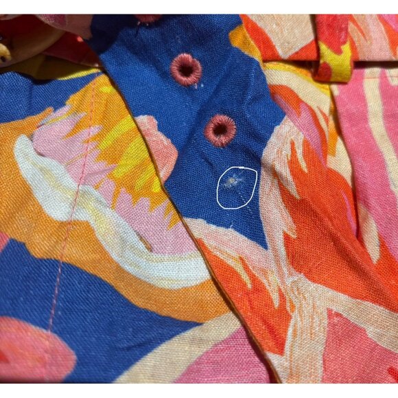 Farm Rio Anthropologie Linen Blend Belted Floral Bermuda Shorts Size XL - Picture 5 of 8